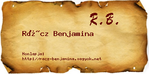 Rácz Benjamina névjegykártya